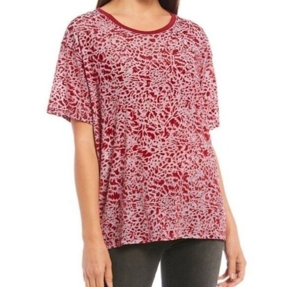 Free PEOPLE Teddy T-Shirt Velvet Red & Pink Size XS - Picture 1 of 13